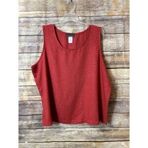 Womens Plus Size Tank Top Shell Blouse Mesh Sleeveless Orange Paprika NWT QVC